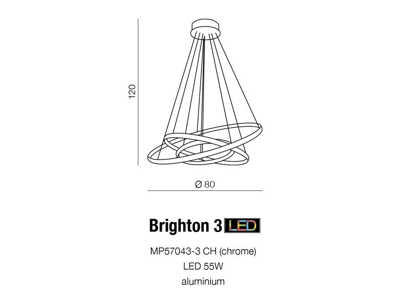 Brighton 3  lampa wisząca w odsłonie salonowej